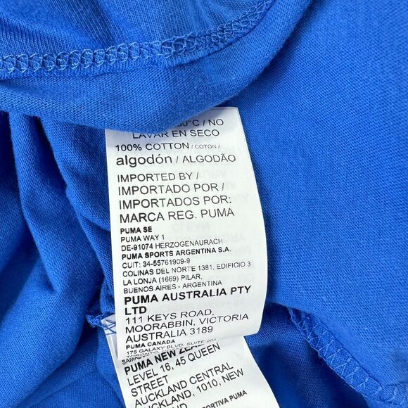 Puma Mens Essential Logo Short Sleeve Crewneck T-Shirt Blue XL - Picture 4 of 4